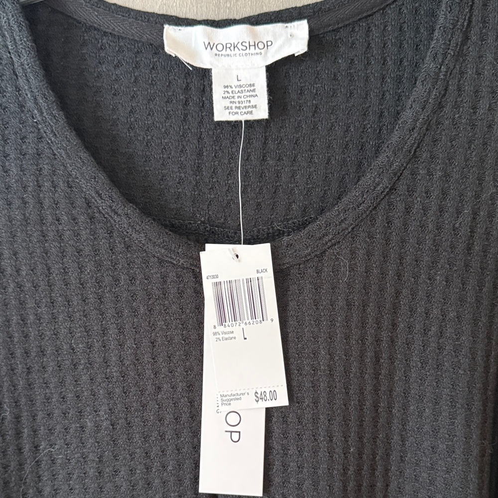 Workshop Black Waffle Knit Top